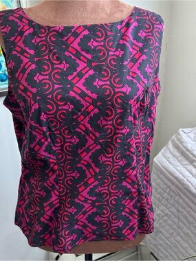 H&M Pink and Black Patterned Sleeveless Blouse